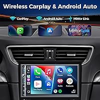 Vista 2 de Estéreo de auto doble DIN con pantalla táctil HD de 7 pulgadas, Apple Carplay inalámbrico y Android Auto, Bluetooth, 240W, SWC, salida de subwoofer