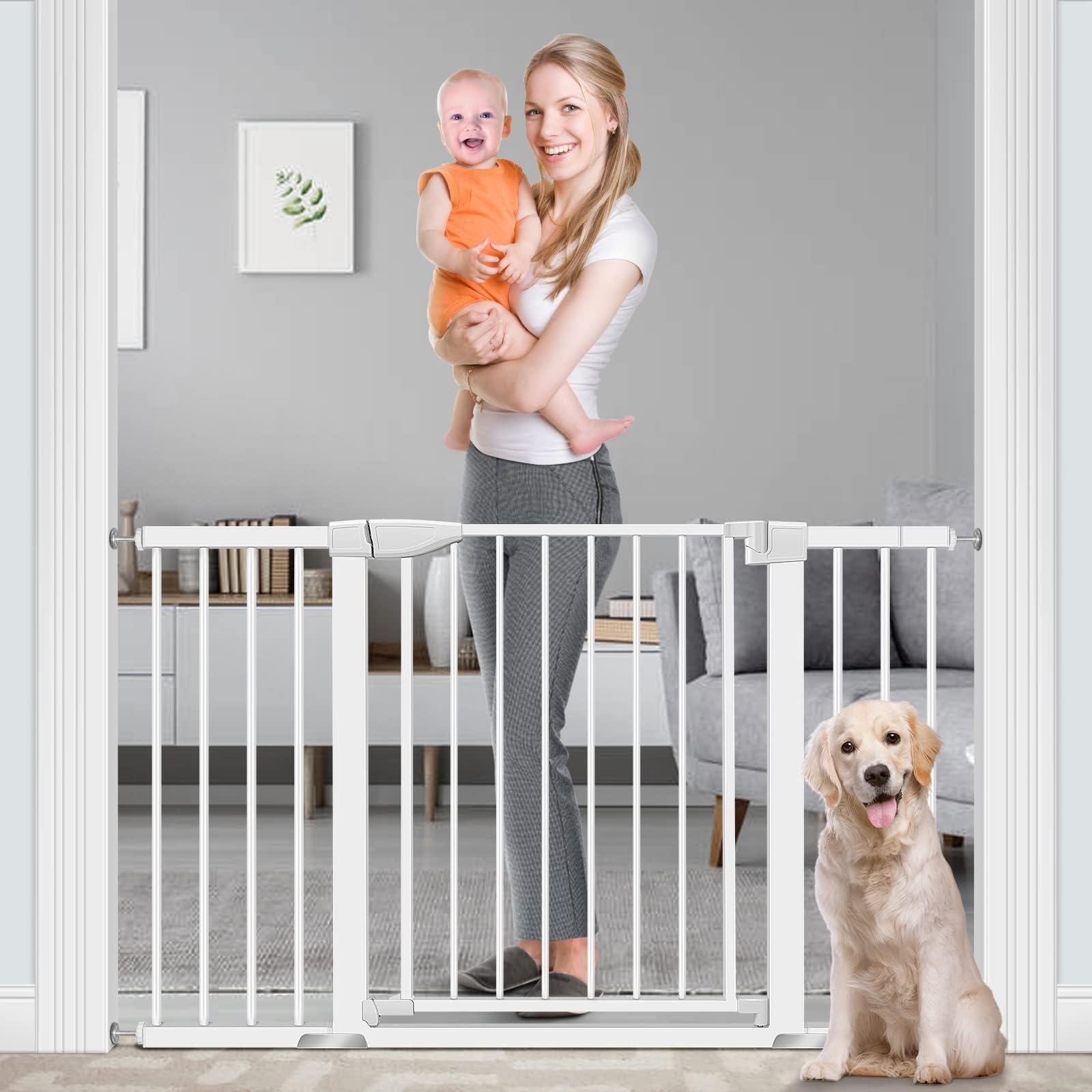 Baby Gate for Doorways and Stairs, RONBEI 51.5" Auto Close