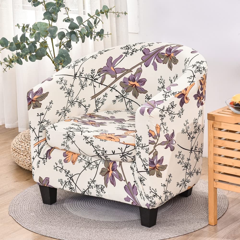 FANSU Copripoltrona Chesterfield Elasticizzato 1 Posto, 2-Pezzi Tinta Unita Copridivano Club, Fodere Coprisedia da Cocktail Tub Chair per Bar Camera da Letto Reception (ocra