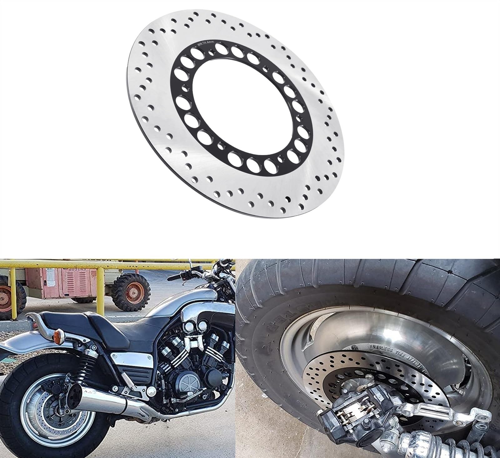 WOLWES Rotor De Disco De Freno Trasero De Freno De Disco De Motocicleta De 282MM Compatible con Yamaha XVS 400 XV 535 para Virago XVS 650 XVS 1100 XVZ 13 1300 Discos de Freno Moto