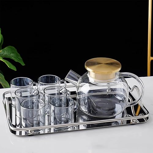 Miniatura 4 de Botella de agua Hervidor Set Taza Tetera de vidrio Tetera para vidrio Frío de gran capacidad Resistente al calor Jugo Jarra de leche