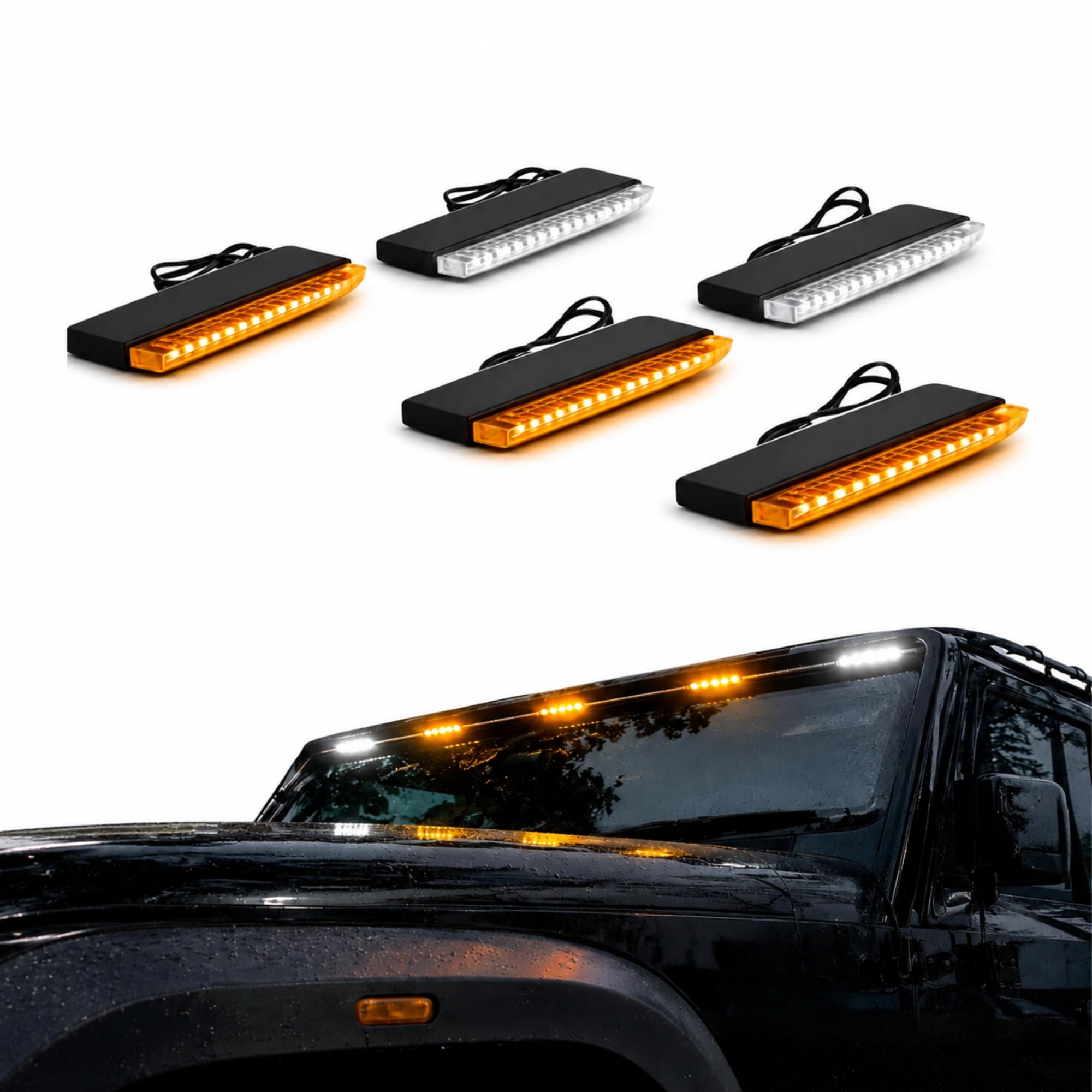 UBH Roof Marker LED Lights For Cars, Trucks, Or Suv 4 X 4 Thar (UFO) ((3AMBER, 2WHITE))-image-4