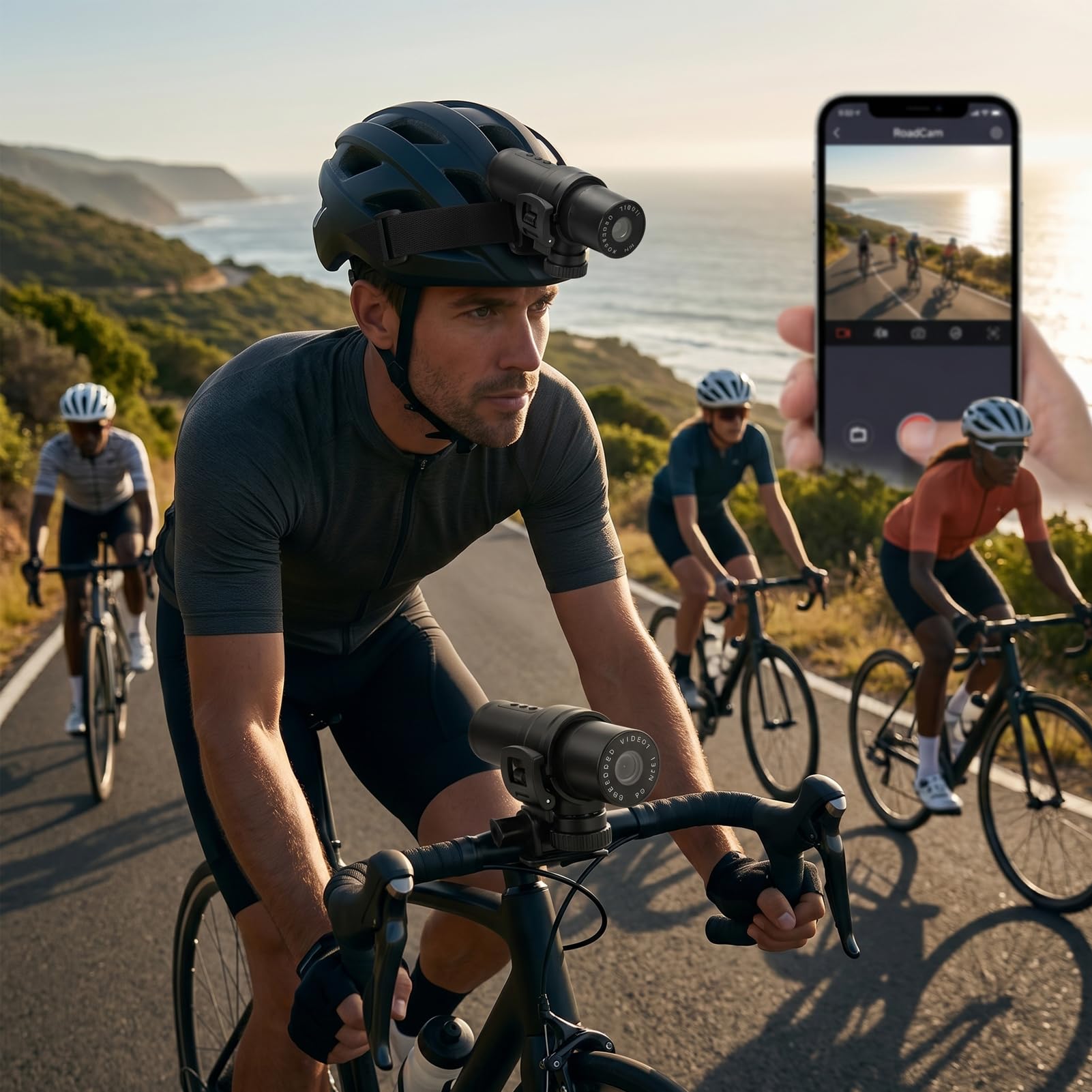 Kamera naMotocyklowy, Kamera Rowerowa Przednia i Tylna 1080P, Kamera Sportowa Mini Kamera Akcji, Podwójna Kamera na deskę rozdzielczą do Jazdy Przygodowej, Akcesoria do Kasków