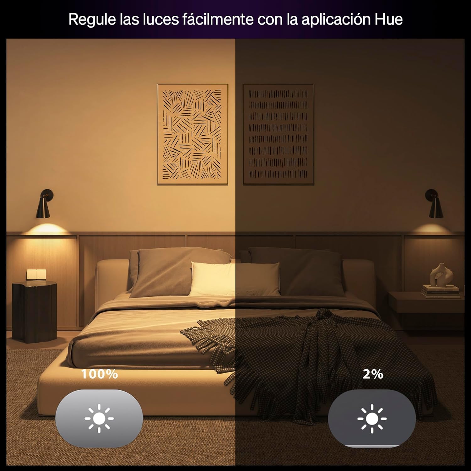 Philips Hue Essential Foco LED GU10, Bombilla LED Inteligente, Luz ambiente blanca y de colores, 4,7 W, 2200 K-6500 K, 345 lm, regulable, funciona con Alexa, Google Assistant y Apple Home, Pack de 4
