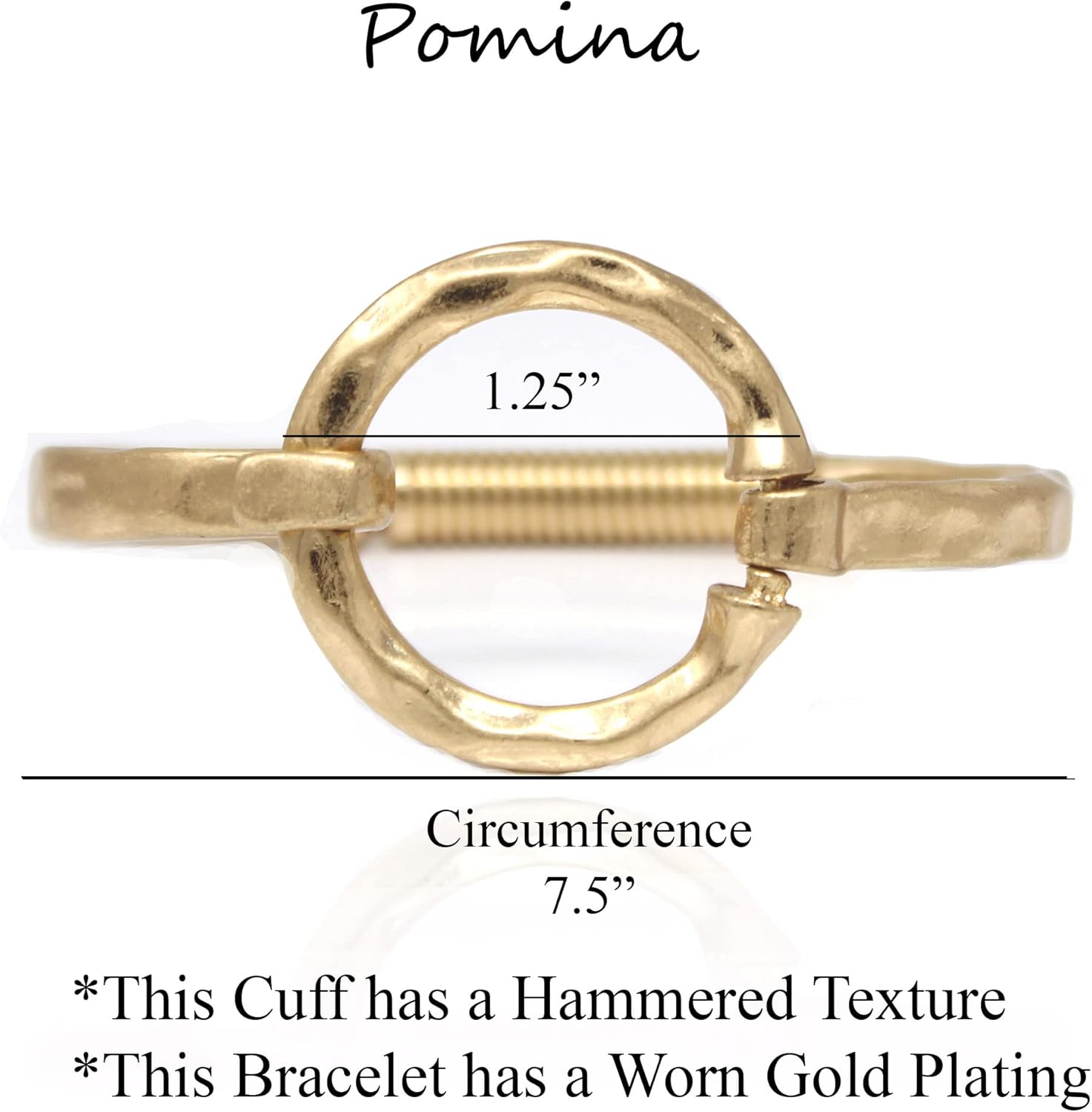 POMINA Chunky Fashion Bangle Bracelet for Women, Hammered Worn Gold & Silver Tone, Unique Style Spring Tension Hook Cuff Fashion Jewelry Gift - Image 7