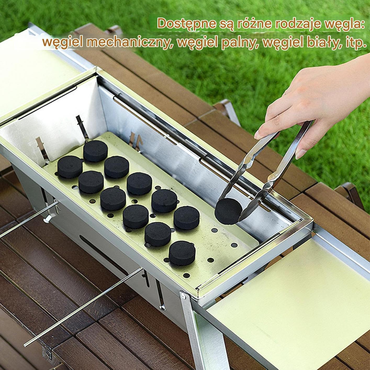 Składany Grill Węglowy Składany Grill Barbecue | Nierdzewna Płyta Grzewcza Przyjazna w Podróży do Gotowania na Zewnątrz w Ogródzie, na Stole, na Plaży, w Kamperze, na