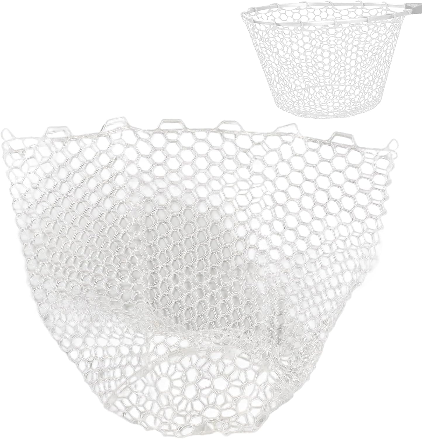 HERCHR Rubber Fishing Net Replacement Rubber Net, 65cm Depth Portable Foldable Fishing Net for Outdoor Freshwater Saltwater Fishing for Fly Fishing Landing Net Trout Net Rubber Mesh Fishing Net