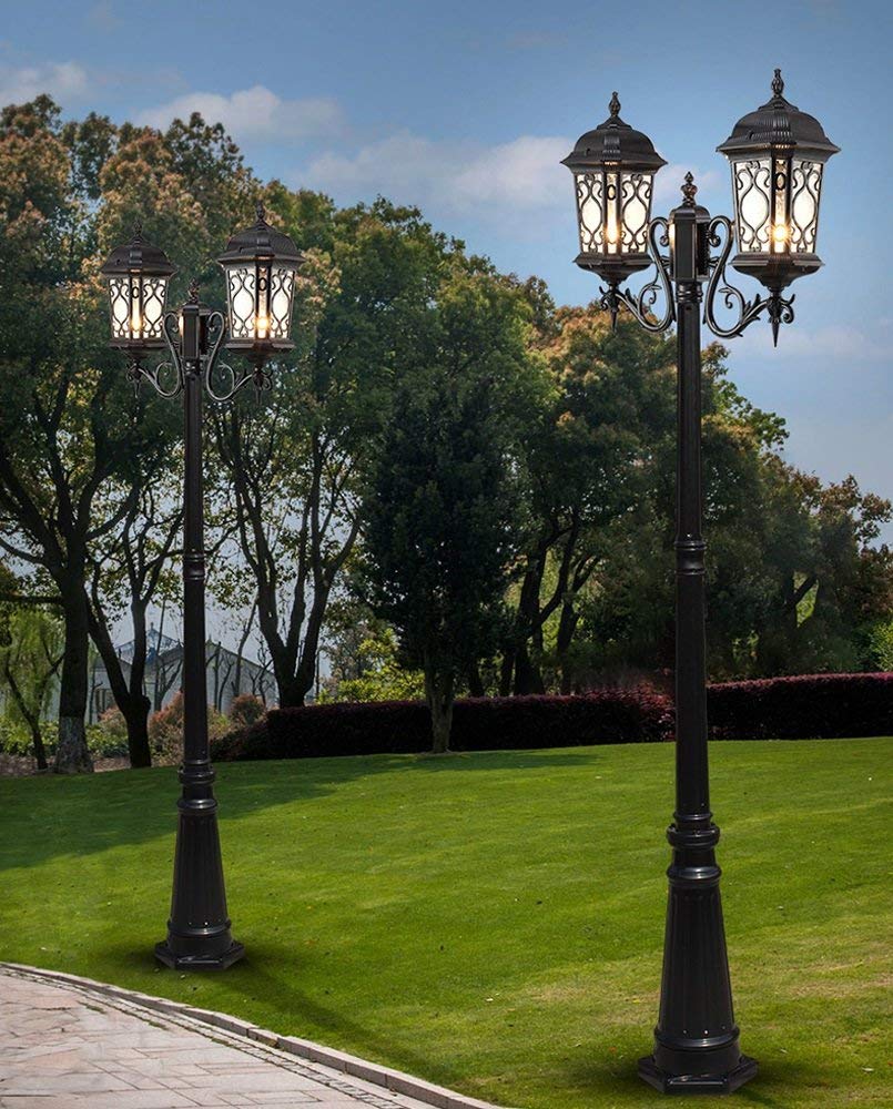 185 cm 2-światła zewnętrzne IP55 wodoodporna lampa uliczna słupek oświetleniowy dziedziniec willa oświetlenie drogowe oświetlenie krajobrazowe LED retro lampa ogrodowa la,