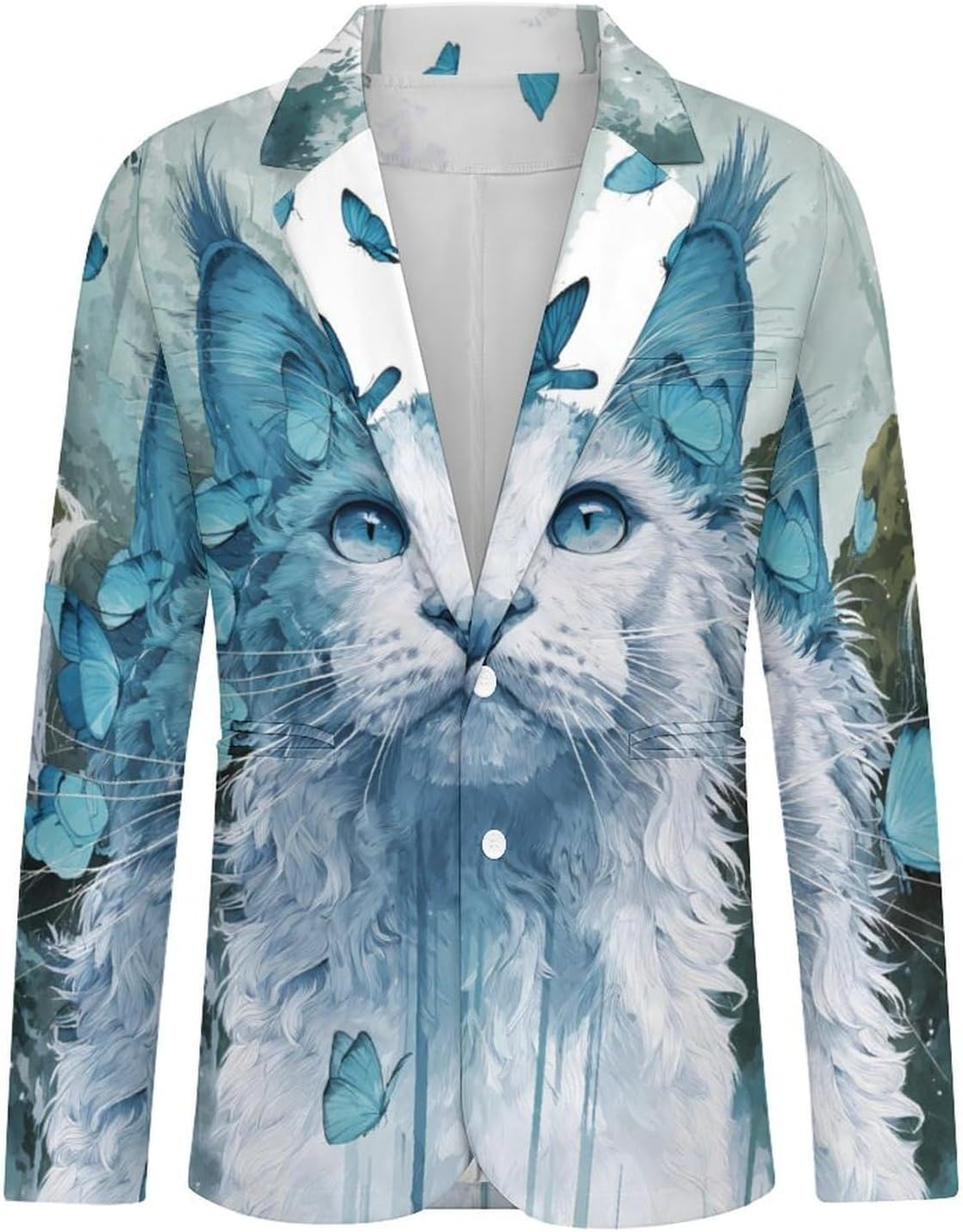 Cat Feline Fantasy Men’s Suit Blazer Jacket Formal Coat for Events Business Wedding