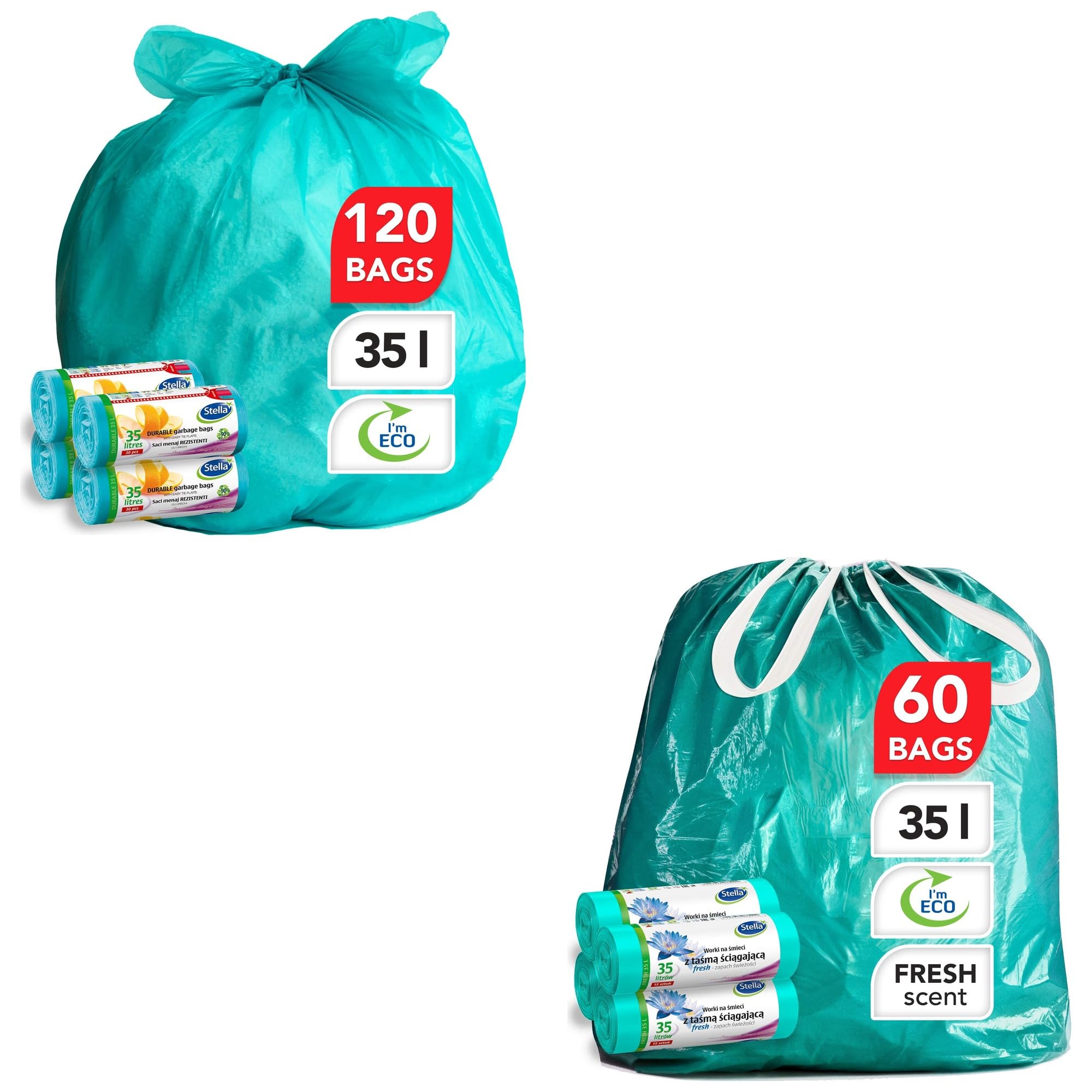 Stella pack Müllbeutel Bundle 60l und 35l Reißfest