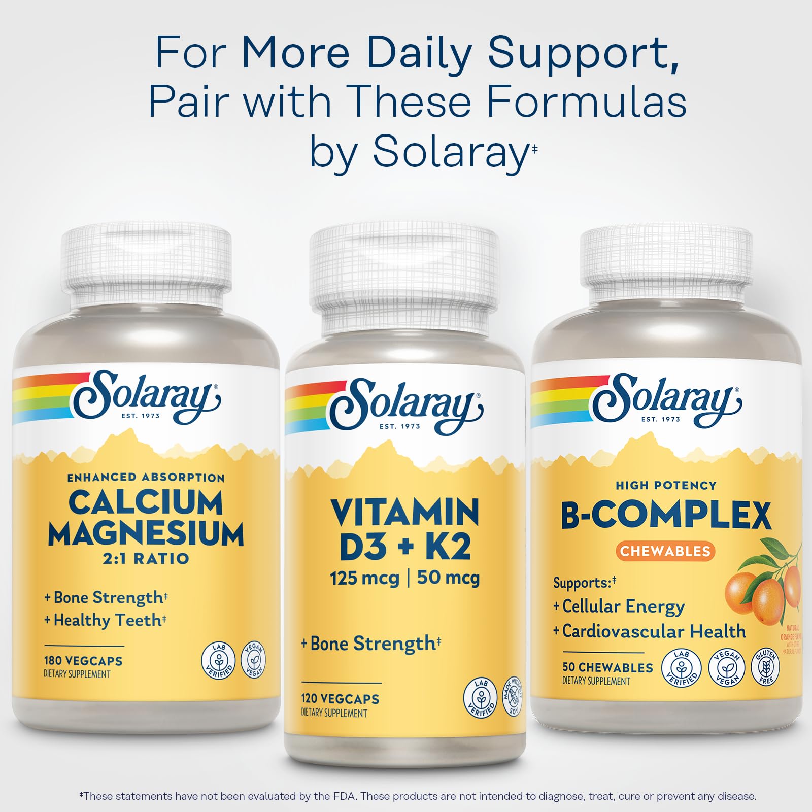SOLARAY Vitamin B Complex Orange Chewables - High Potency B Complex Vitamins w/VIT B12, B6, B2, Biotin, Folic Acid, Vitamin C, Cellular Energy, Cardiovascular Support, Vegan, Gluten Free, 50 Servings — Amazon image 6