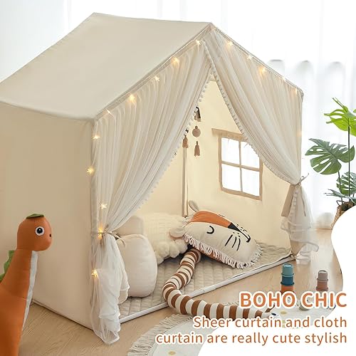 Vista 10 de Tienda de campaña de juegos para niños, casa de juegos para interiores para niños pequeños, casa de juegos de castillo grande, tienda de campaña