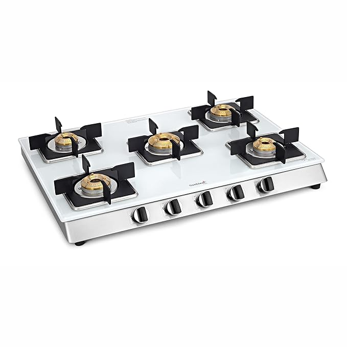 Sunblaze Vesta 5 Brass burner LPG Gas Stove,White Toughened Glass Top