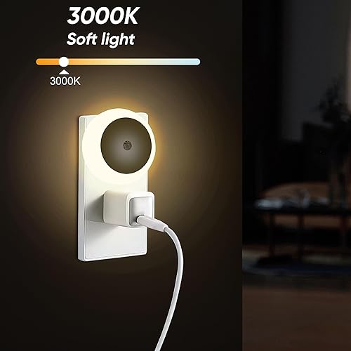 Miniatura 4 de Luces nocturnas LED, lámpara de noche enchufable en la pared, paquete de 4, sensor de atardecer a amanecer, 3000 K 0.5 W, luces nocturnas de