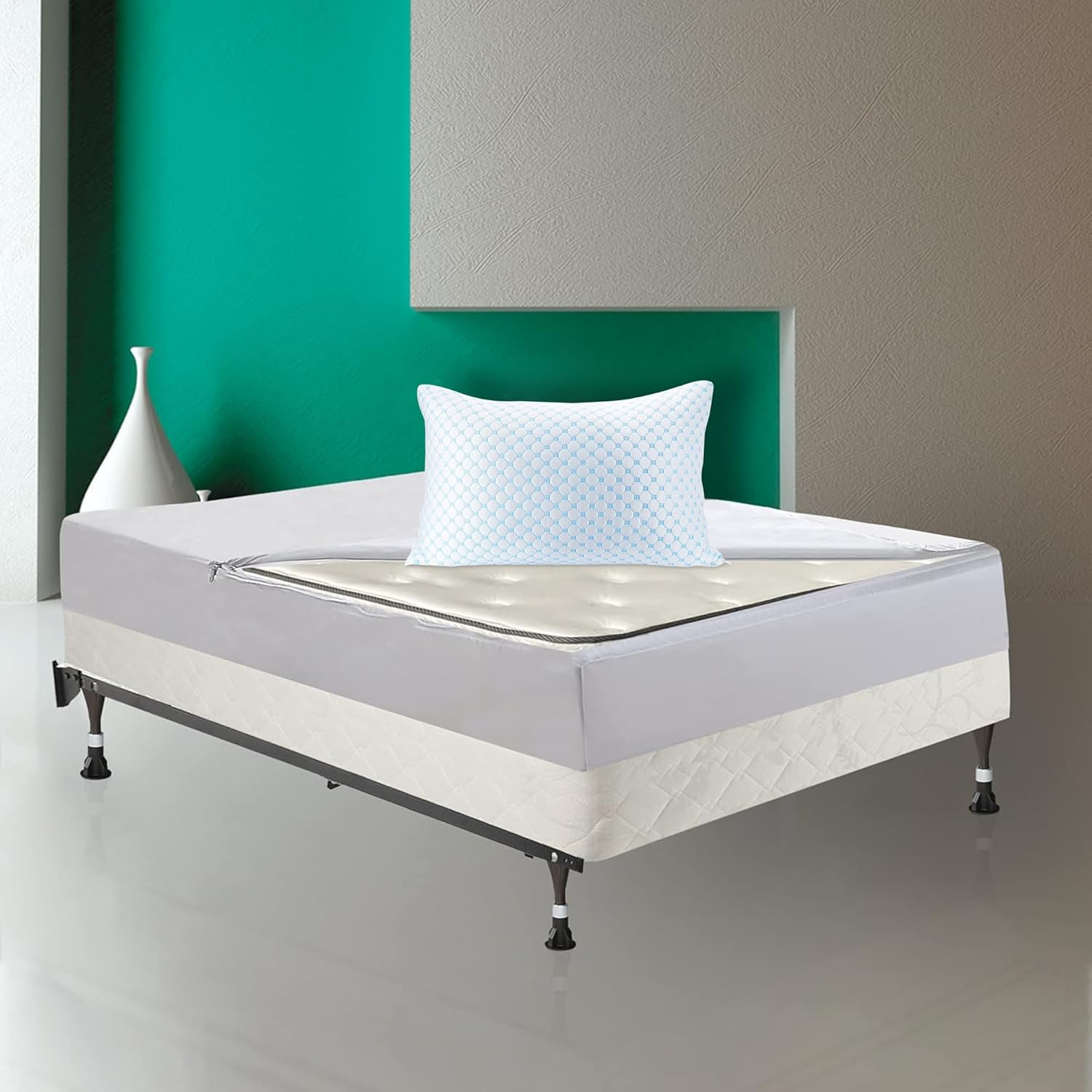 Nutan Pillow Top Mattress, Box Spring, Bed Frame, Bedbug