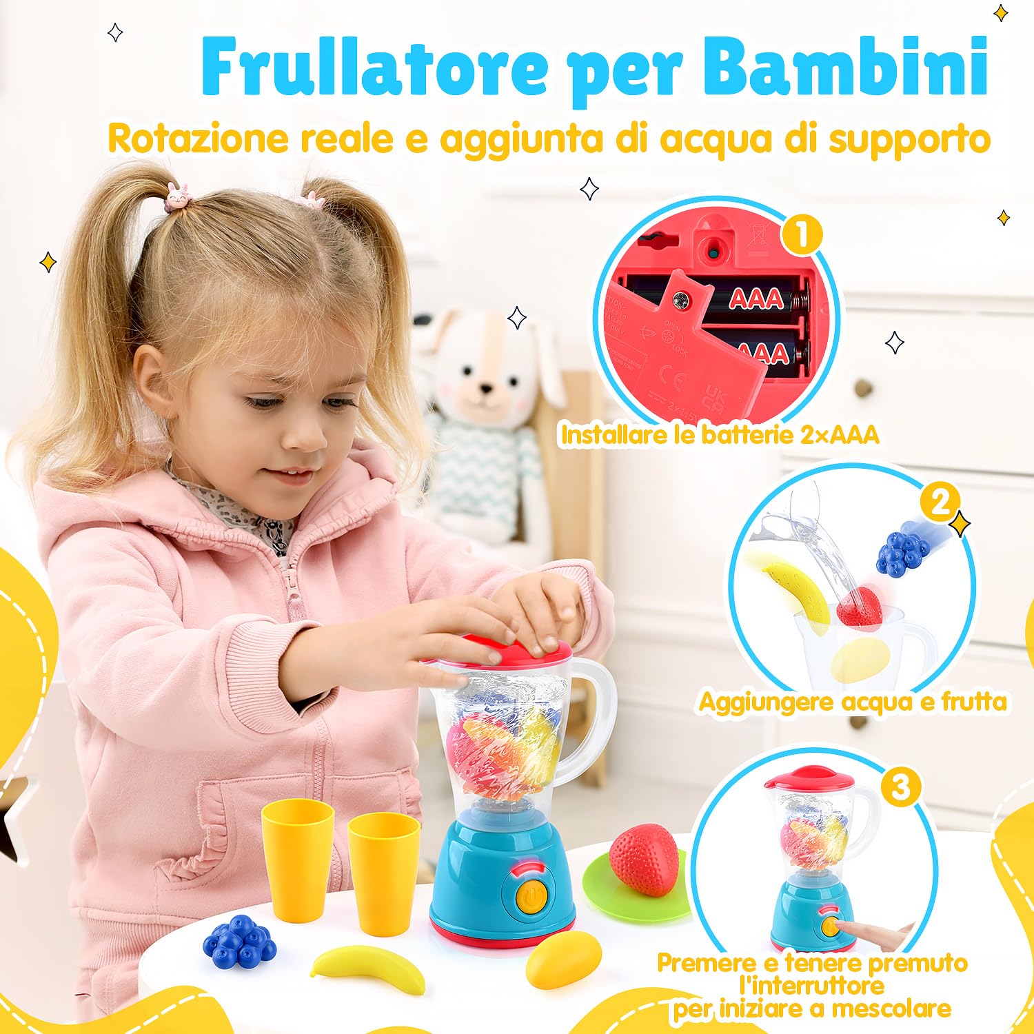 Set Cucina Giocattolo Per Bambini PLAY - Con Macchina Caffè, Frullatore, Mixer E Tostapane, Luci E Suoni, Da 3+ Anni
