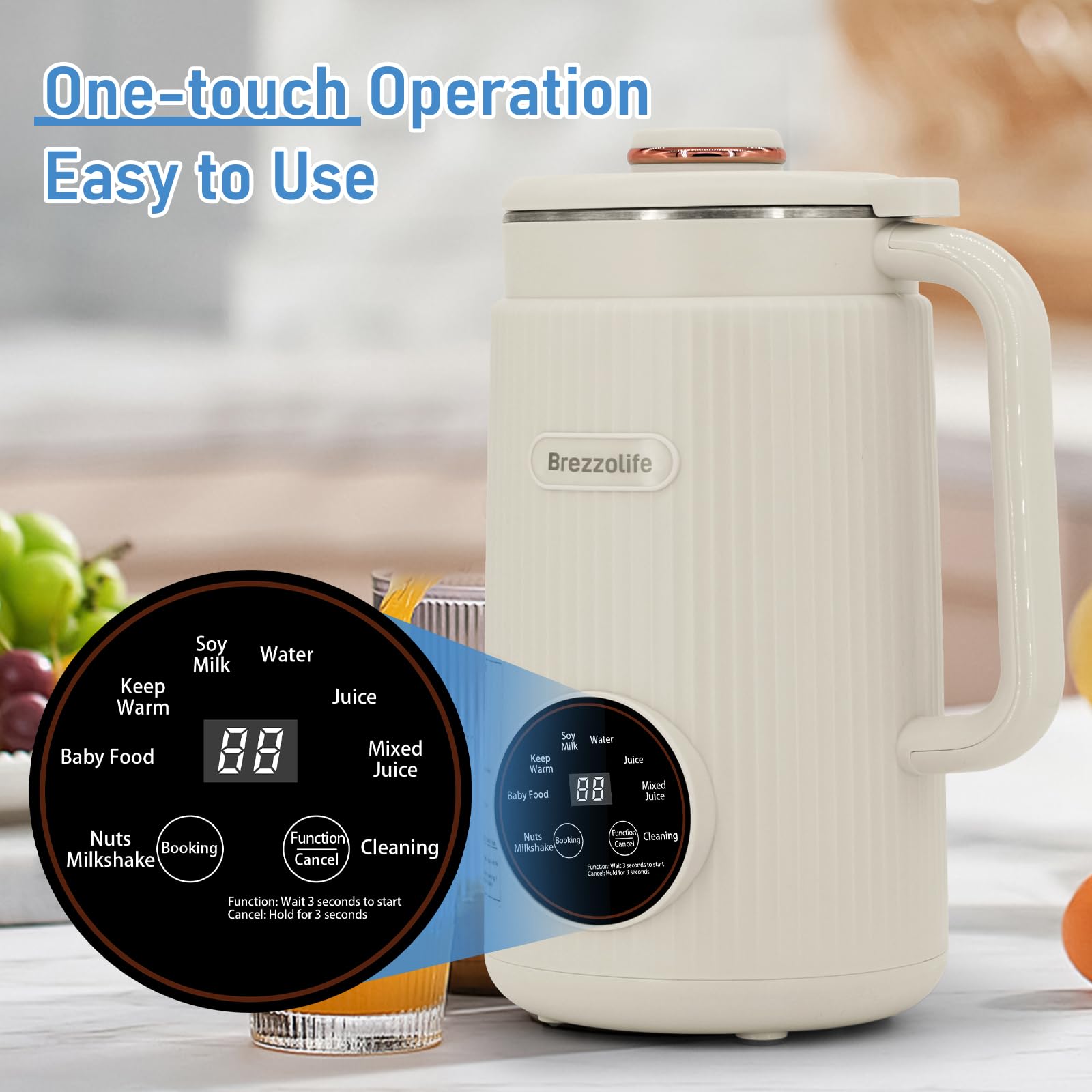 Máquina automática de leche de soja de acero inoxidable de gran capacidad, 40 onzas, máquina automática de leche de soja para casera, avena, leche a base de plantas y bebidas no lácteas, máquina de