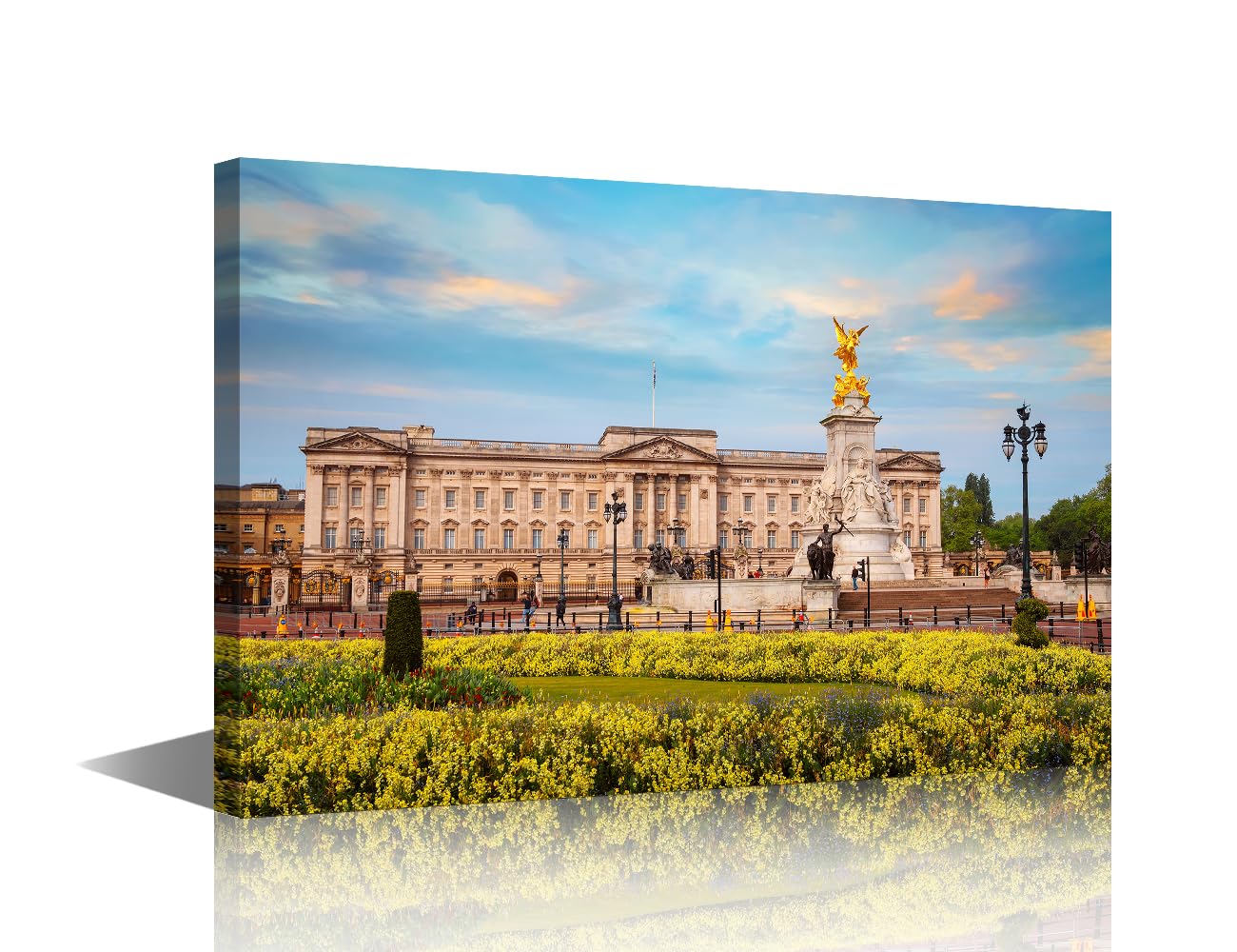 Buckingham Palace Wall Art London, UK Wall Decor Modern Home Decor Victoria Gilded Statue Monument Wall Decoration for Living Room Bedroom Office 1 Piece Artwork Framed Ready to Hang (16''Wx 24''H)