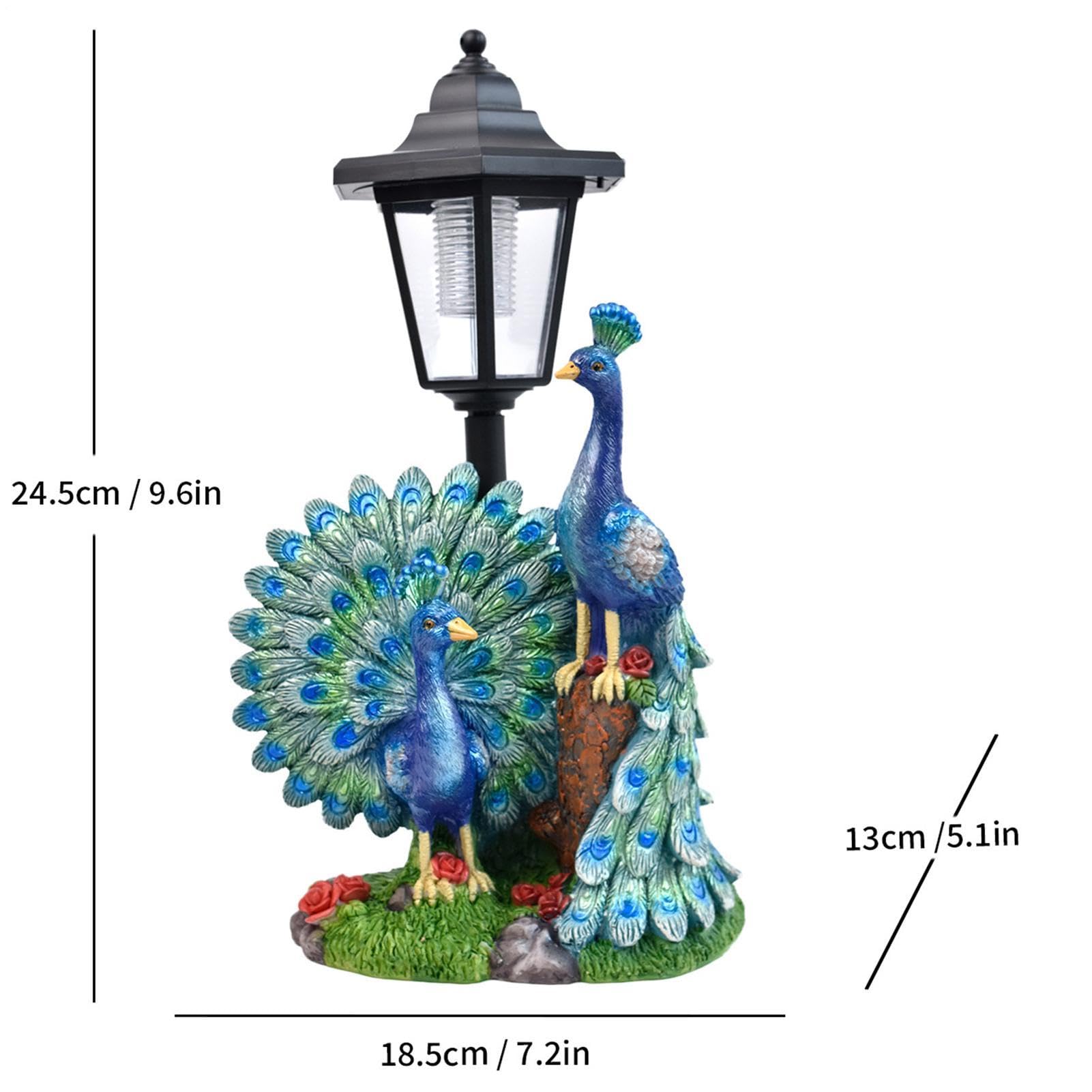 Figurka z lampką solarną Dekoracja Świetlna Ptak z Żywicy | Figurki Ogrodowe na Podwórko do Trawnika, Parku, Ścieżki, Patio, Balkonu oraz na Zewnątrz jako Wiosenna Dekoracja