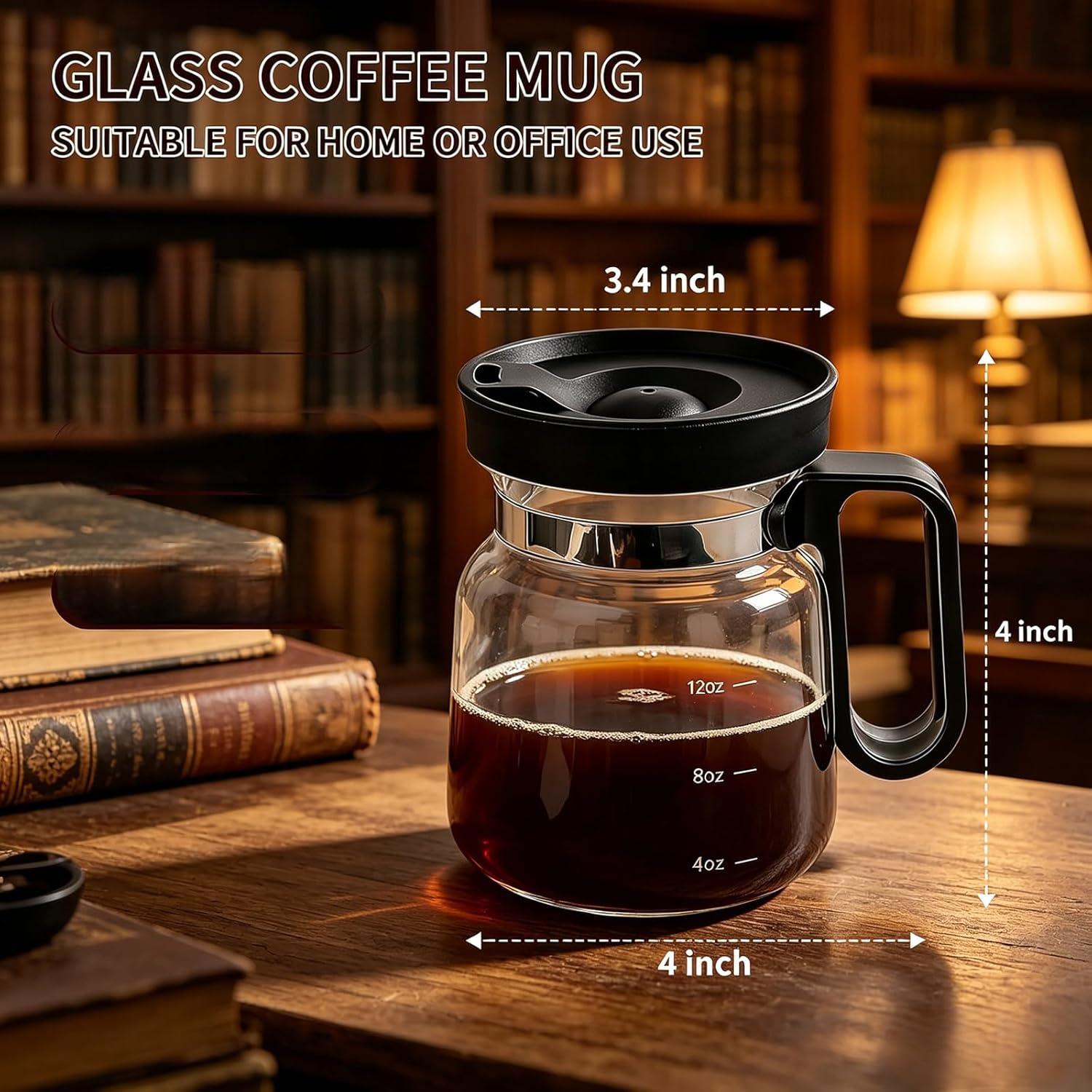 Mini Coffee Pot Cup,16 Oz Coffee Pot Mug,with Spill Proof Lid Heatproof Glass Mug Large Capacity ideal Gift for Coffee Lovers (1pcs)