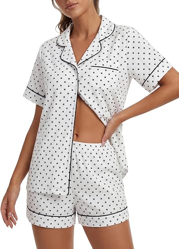 OPOIPIN Women's Striped Cute Pajamas Set Floral-1 Large