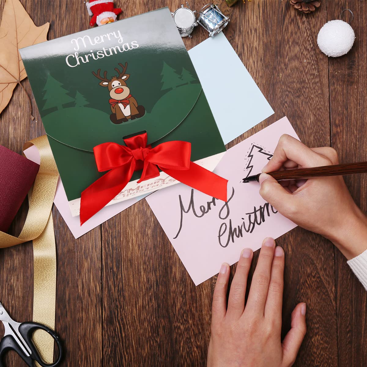 Frantis Confezione da 12 scatole regalo di Natale, 15 x 15 x 8 cm, decorazioni natalizie per feste, 2 scatole rustiche per regali, cioccolato, cupcake, artigianato
