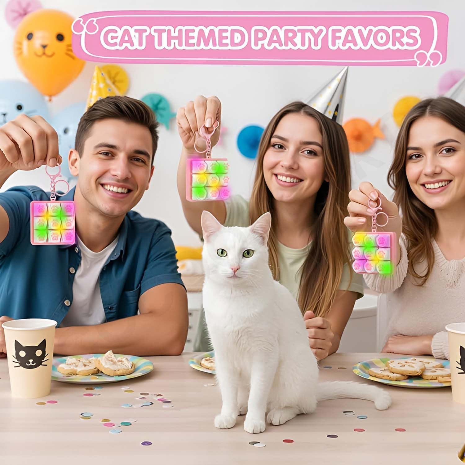 Cocoonkart Lighting Cat Paw Keyboard Fidget Toys for Adults Keycap Clicker Keychain for Work Stress Relief (Cat Paw) 4