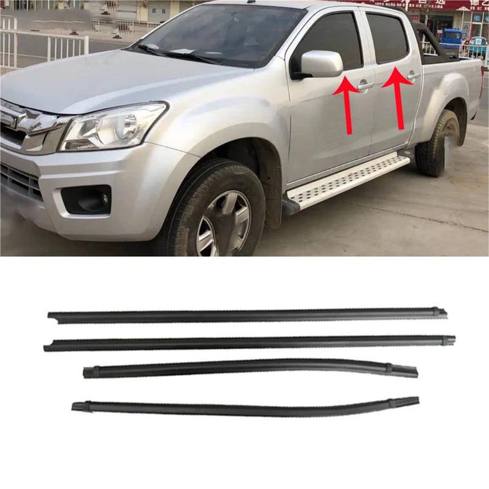 Listwa uszczelniająca do okien Isuzu D-MAX (lata produkcji 2012-2019) – listwa ozdobna do okien drzwi, uszczelka ciśnieniowa, taśma uszczelniająca (z przodu po lewej stronie)