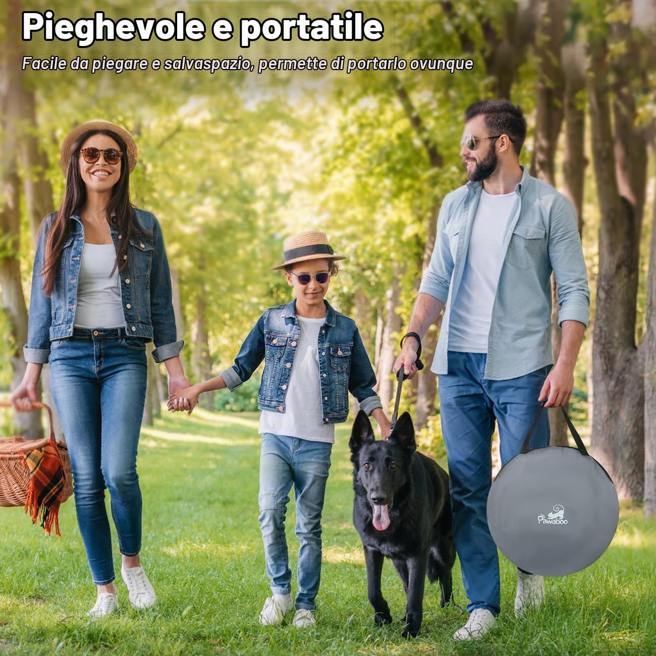 Pawaboo Recinto Portatile per Cani in Tessuto Oxford 600D, Grigio | Recinto pieghevole con finestre in rete, porte avvolgibili, borsa da trasporto e ciotola pieghevole, 89 × 71 × 61 cm(L)