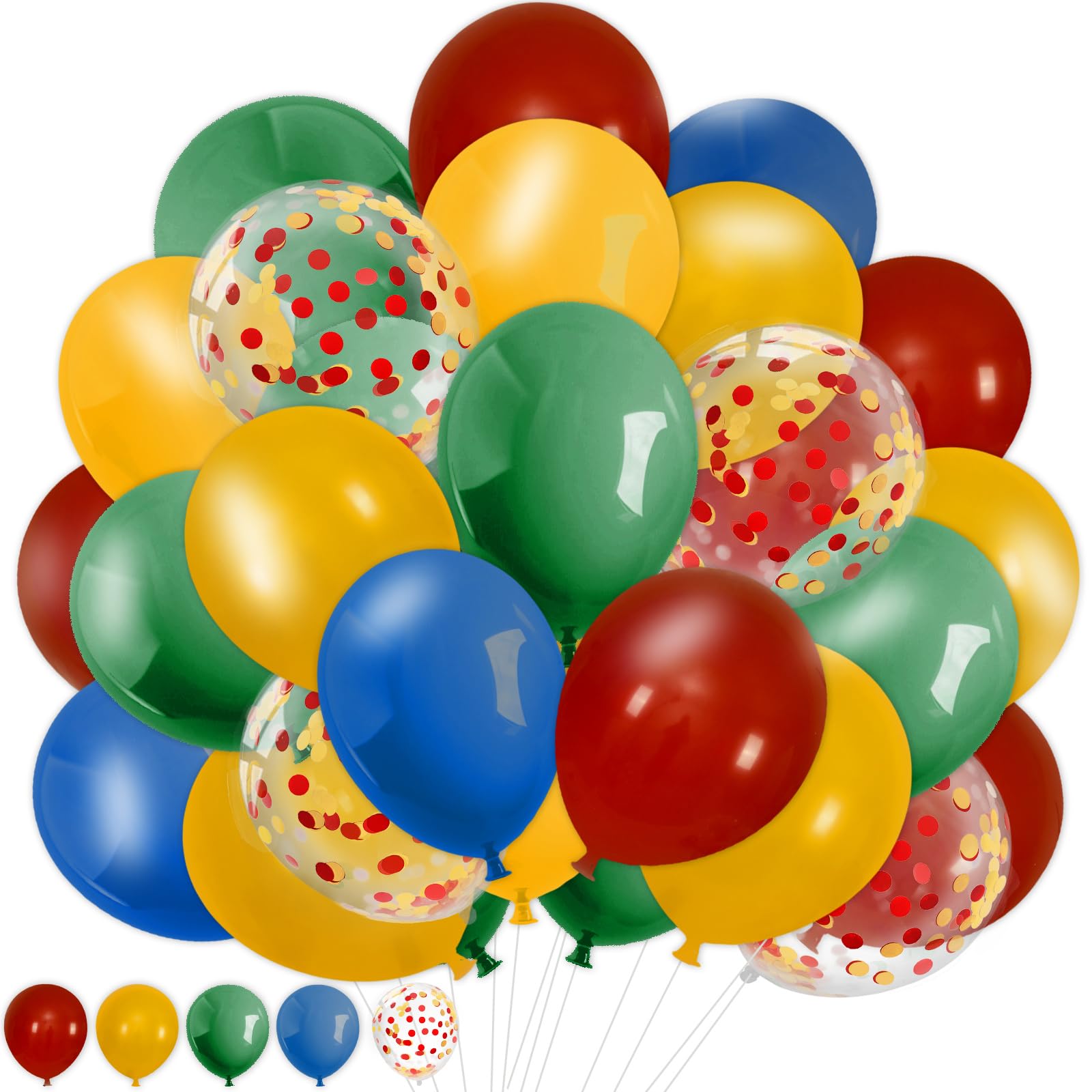 JarThenaAMCS Red Gold Blue Green Party Balloon Wizard Carnival Circus Latex Balloon 60Pcs Magical Confetti Balloon for Birthday Baby Shower Party