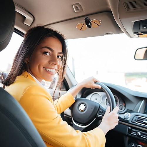 Miniatura 5 de 6 piezas de soporte para lentes de sol con clip para visera de automóvil, tarjeta de boletos, suministros de automóvil (negro, plateado)