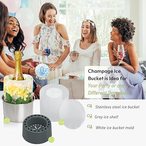 Miniatura 7 de Molde de cubo de hielo, molde de hielo enfriador de botellas de vino, molde de hielo para cubo de champán, floresfrutascualquier decoración para