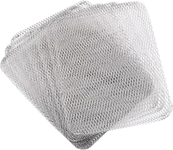 Luxshiny BBQ Grill Mesh Mat 10Pcs Disposable Aluminum Grill Topper Broiler Net Pans Non-Stick Cooking Grid Grates Pad Baking Tools for Outdoor Camping Barbeque Picnics Backpacking Backyards