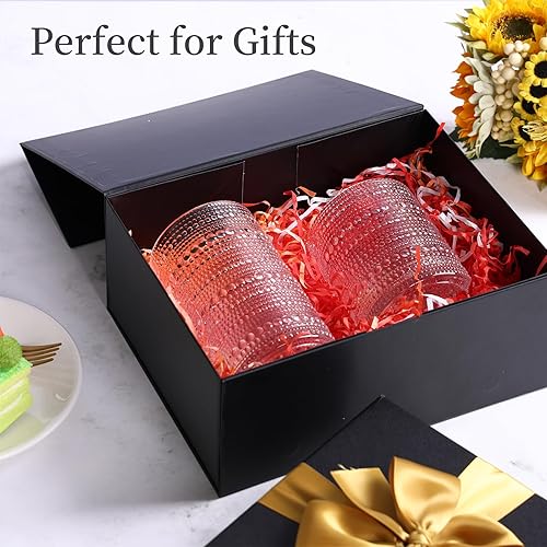 Miniatura 6 de Moretoes Hobnail - Juego de 12 vasos altos de 12 onzas y vasos de cóctel de 10 onzas, vasos de vidrio boho transparentes en relieve, juego de