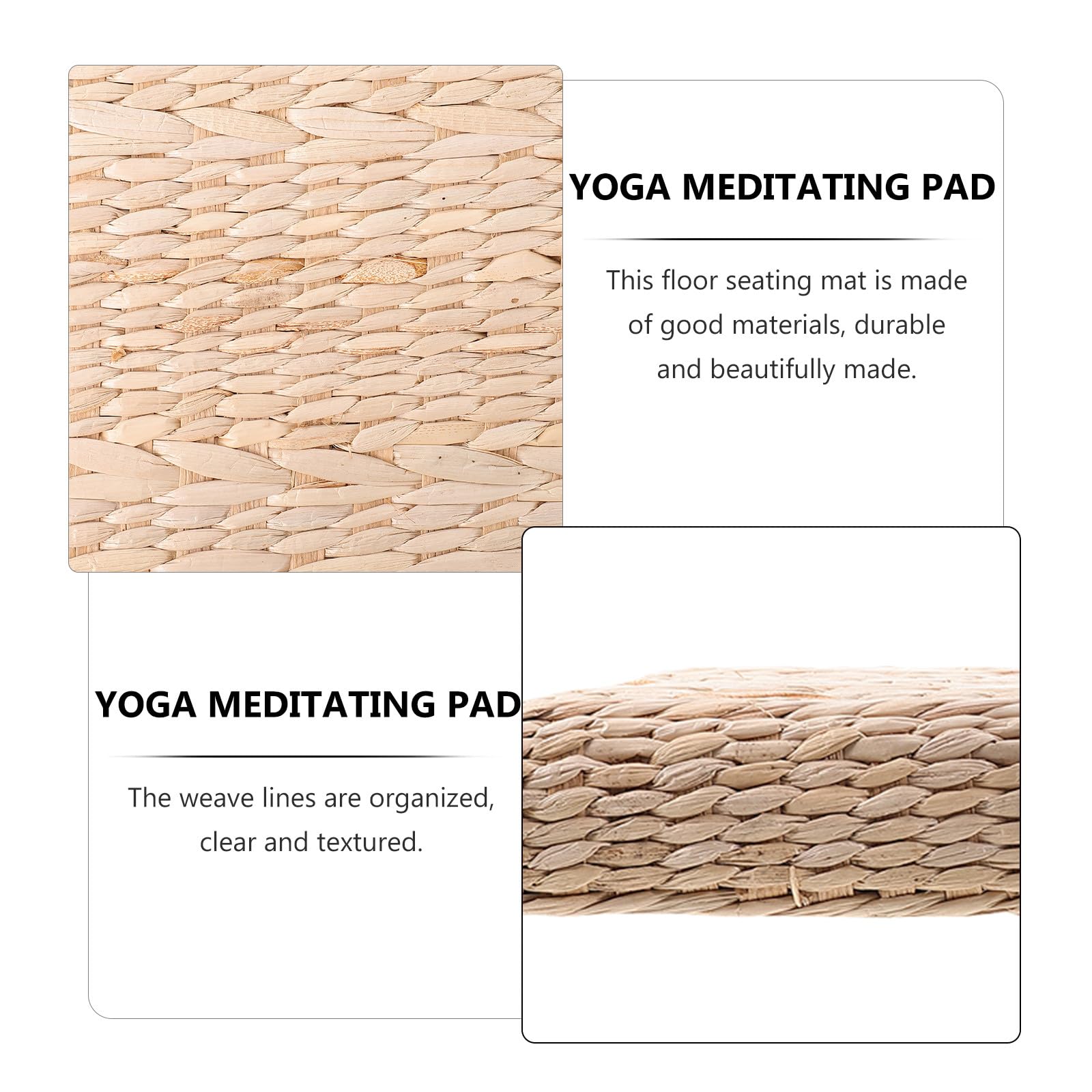 Coussin Tissé en Paille pour Contemplation, Tapis de Sol Épais Beige, Résistant la Pression Déformation, pour Usage Intérieur et Yoga