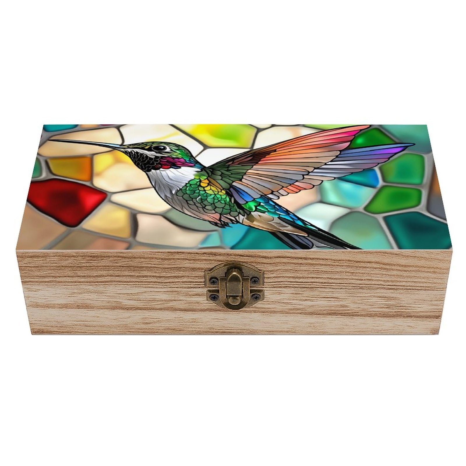 asbwuo Beautiful Hummingbird Vintage Wooden Keepsake Box