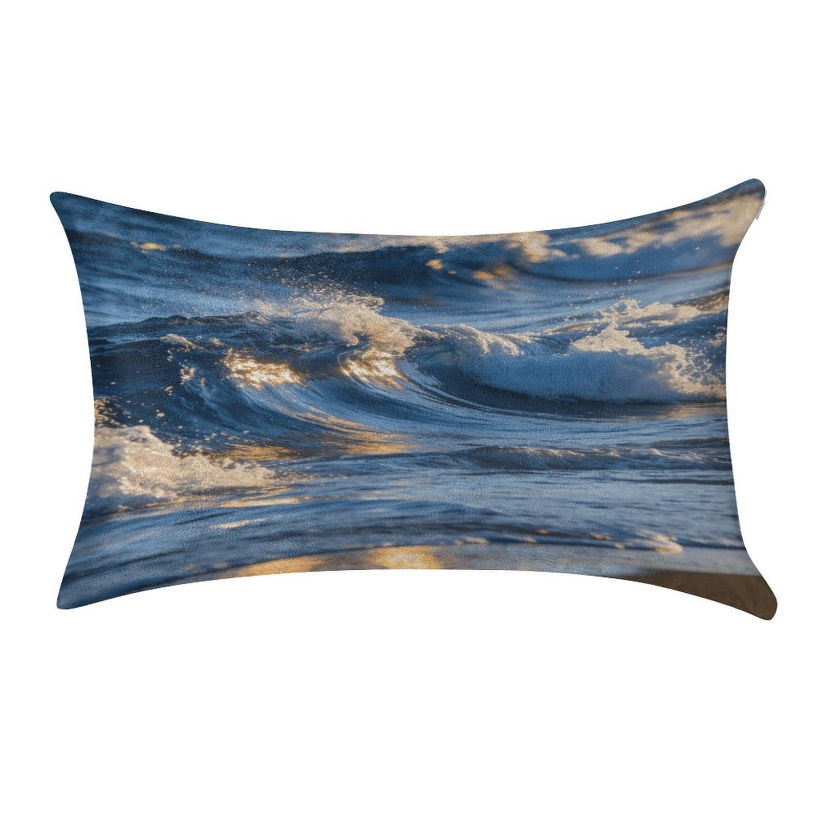 Fodpand Style Sea Wave Pillowcase,Elegant Designed Home Decor,Velvet Pillowcase,Soft And Cozy,Pillow Case Cover With Hidden Zipper For Bedroom, Sofa, Couch