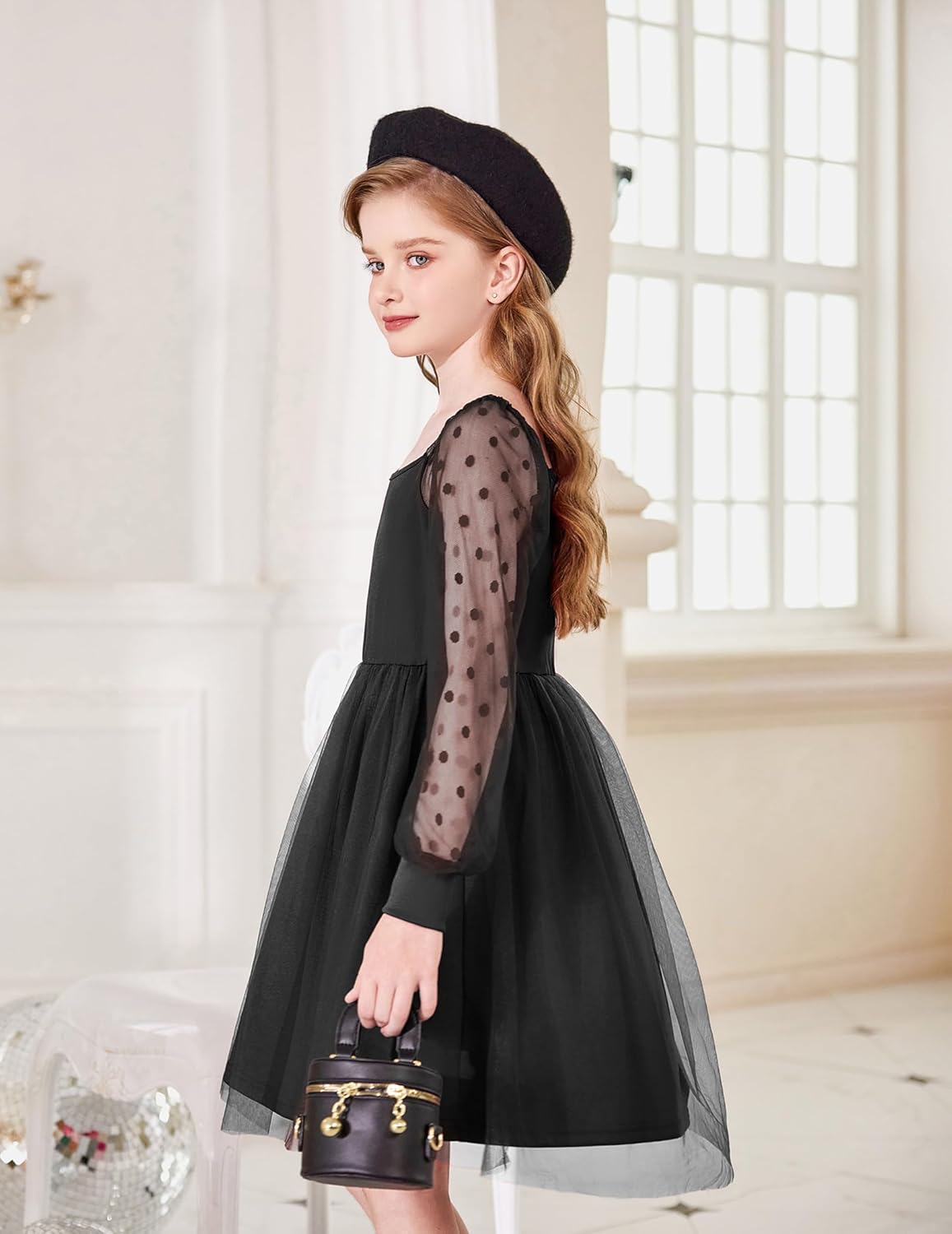 Arshiner Girl Tulle Dress Puff Long Sleeve Teen Girls Party Casual Dresses 5-12Y - Image 5