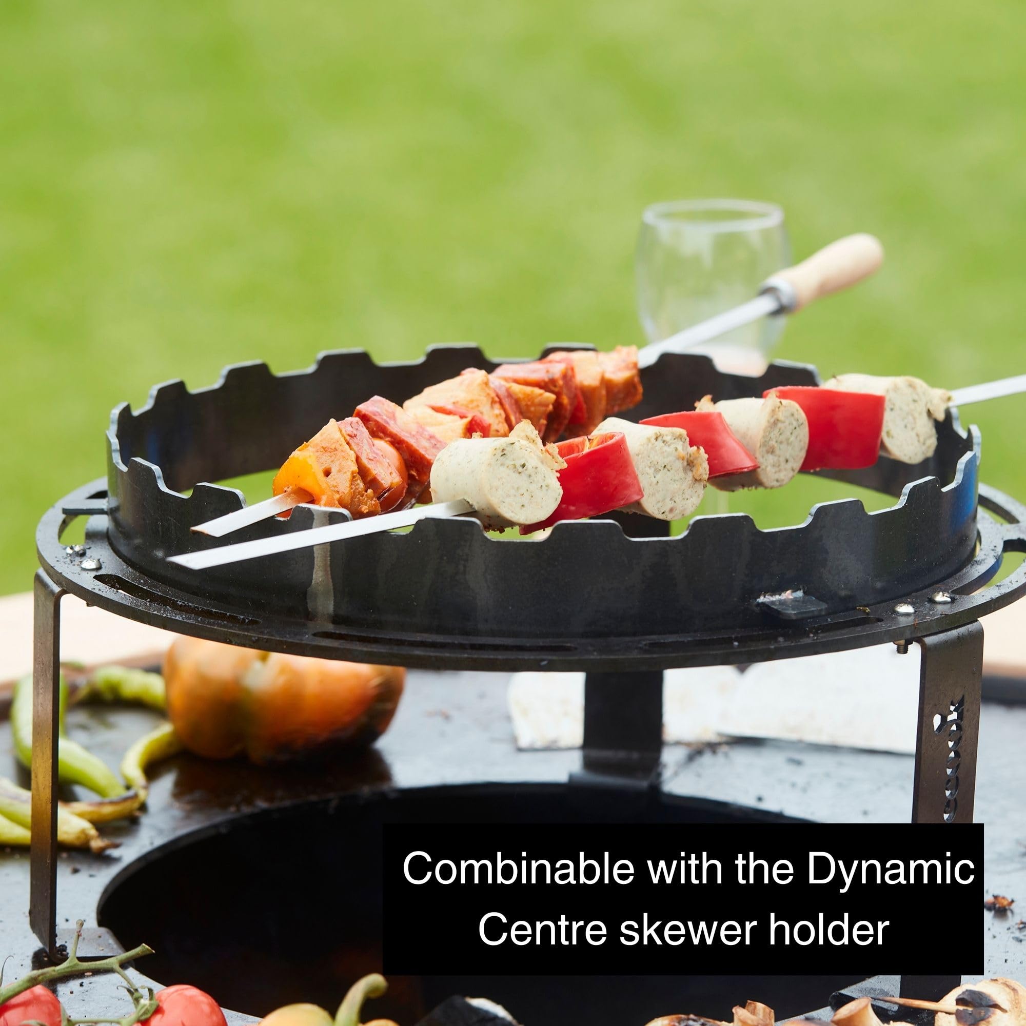 Barbecook Spiedini da barbecue riutilizzabili, set di 3 XL spiedini, accessori per barbecue in acciaio inox e legno, 65cm