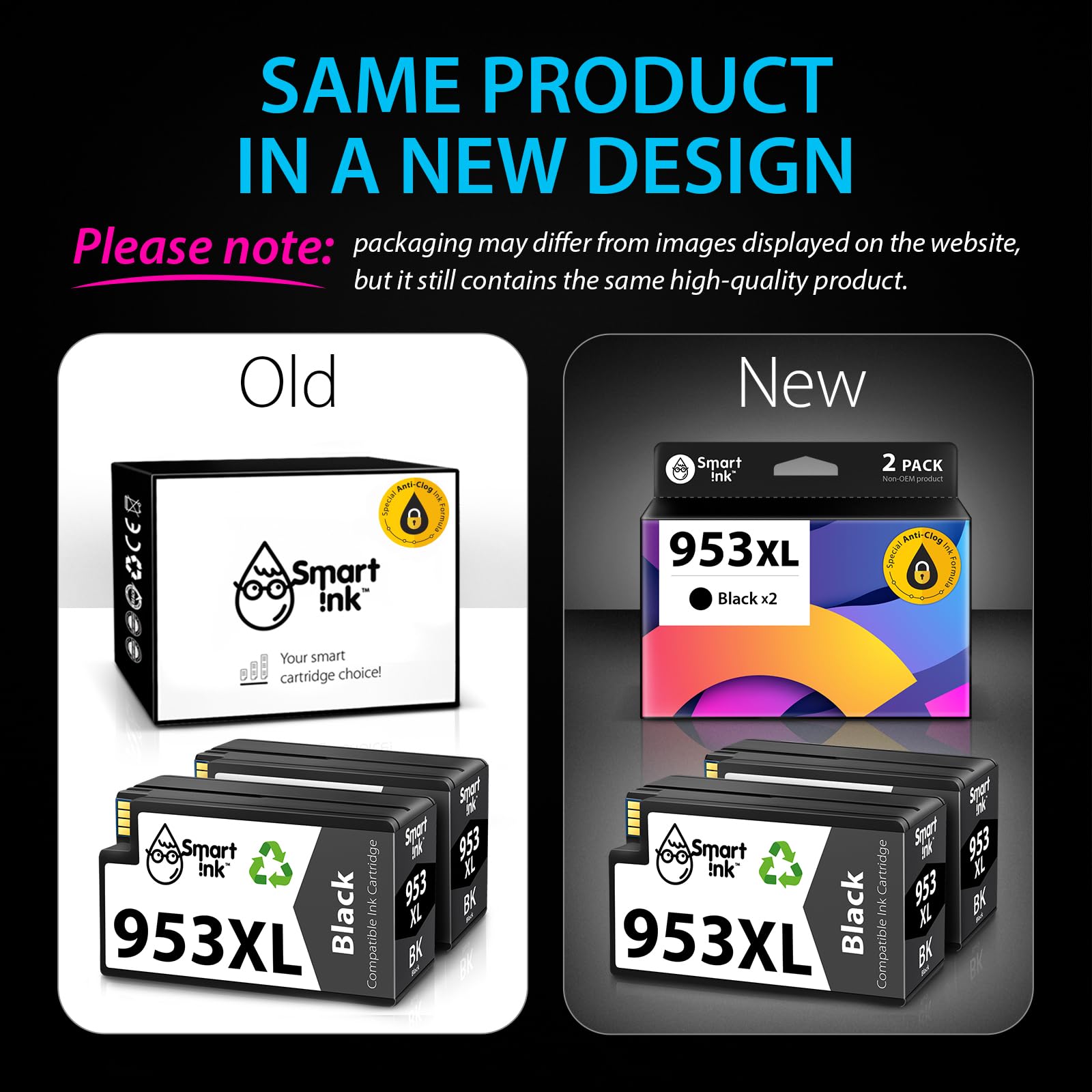Smart Ink Cartuccia d'inchiostro compatibile di ricambio per HP 953XL 953 XL 2 Multipack (2 nero XL) con tecnologia chip avanzata da utilizzare con stampante HP Officejet Pro 7720 7730 7740 8710 8715