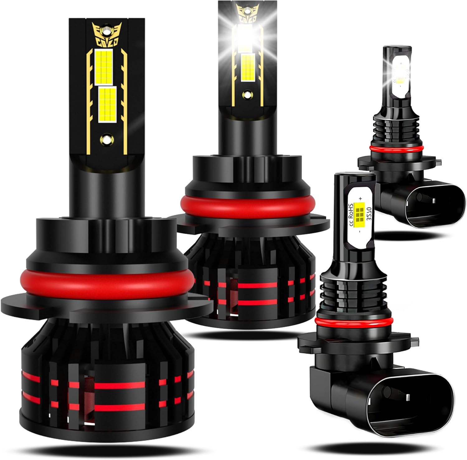 Fit for Ford F150 1997-2003 Driving Light Bulbs Combo, 6500K White 800% Enhanced Visibility With 12000RPM Turbo Fan, Direct Installation, 4-Pack Lighting Bundle