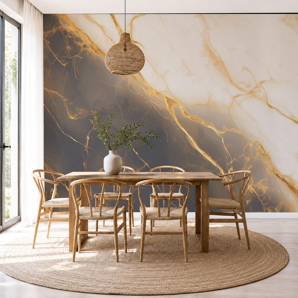 Papier peint panoramique marbre 200X140 cm pour habiller un mur vide