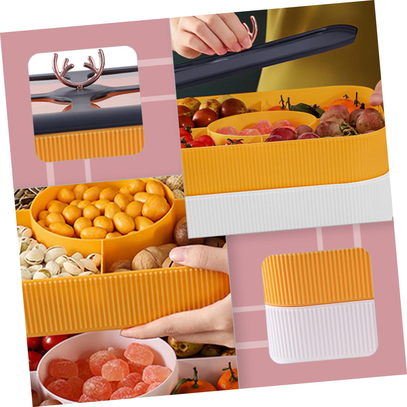 BESTOYARD 1pezzi Contenitore Snack Multifunzionale Con Coperchio Per Frutta e Snack Vassoio Riutilizzabile Per Feste e Nic Per Antipasti e Dolci