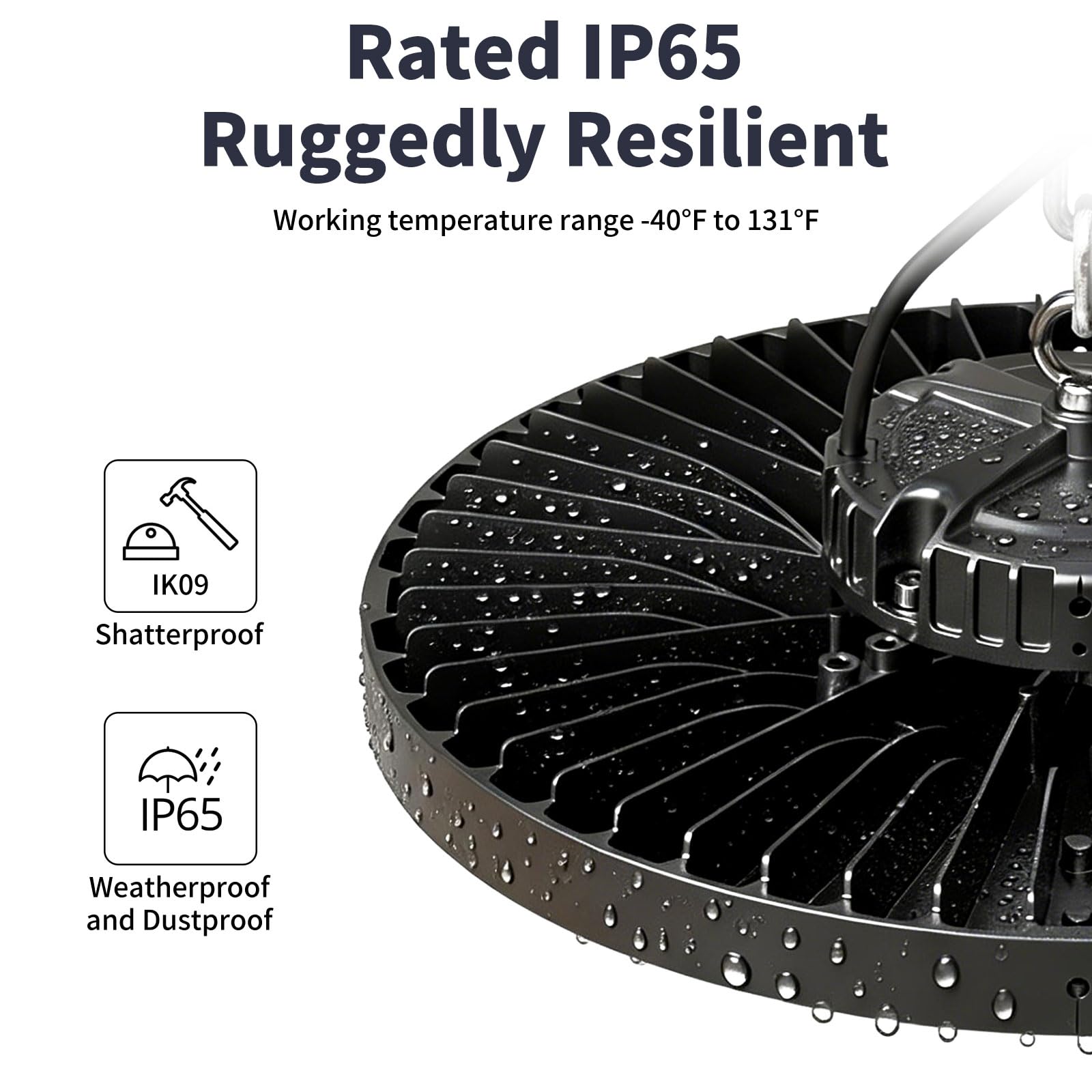 6 Pack UFO LED High Bay Light 0-10V Dimmable 150W 27000LM 5000K - High Bay LED Shop Light — view 7