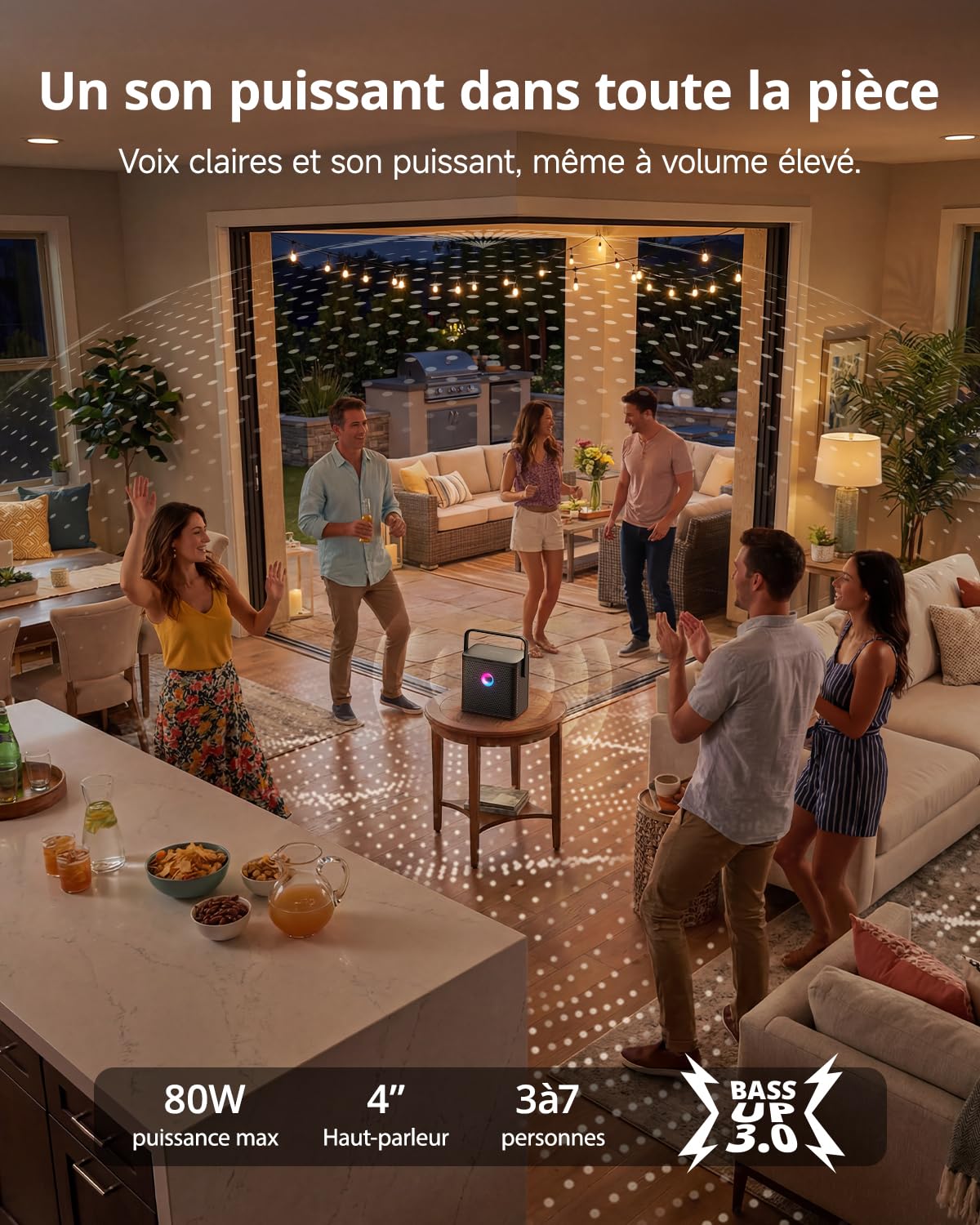 Machine de karaoké Ikarao pour adultes et enfants, avec écran d'affichage des paroles, connexion WiFi à YouTube et à l'application de karaoké, 2 microphones sans fil EQ Autotune, système PA de karaoké
