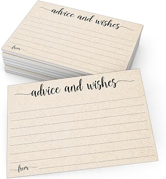 321Done Advice and Wishes Cards for Baby Shower, Retirement and Wedding - Well Wishes, Mr and Mrs, Bridal Shower, Words of Wisdom, Made in USA - Pack of 50, Large 4x6 Tan