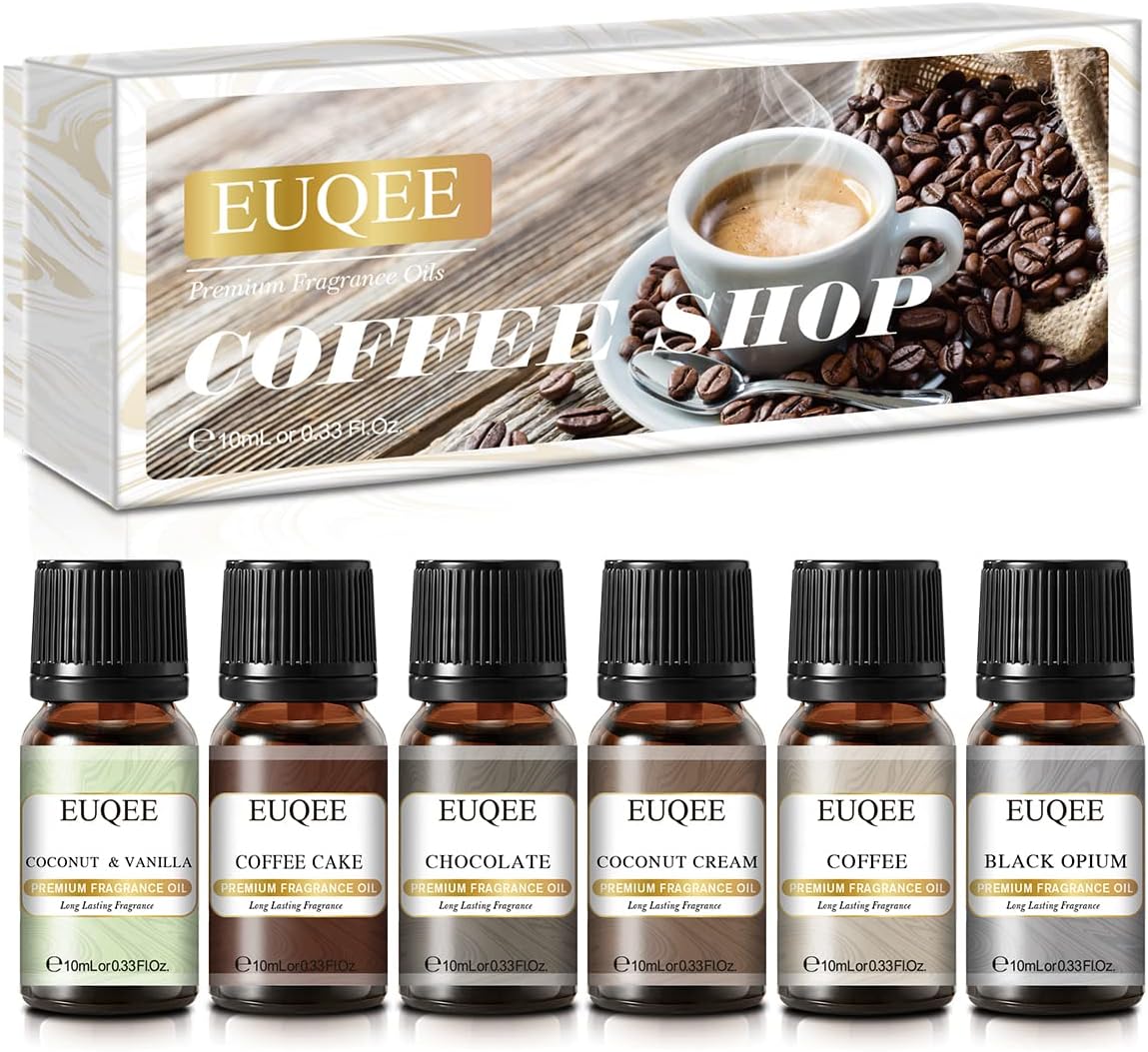 EUQEEPremium Fragrance Essential Oils for Coffee Shops Set of 6