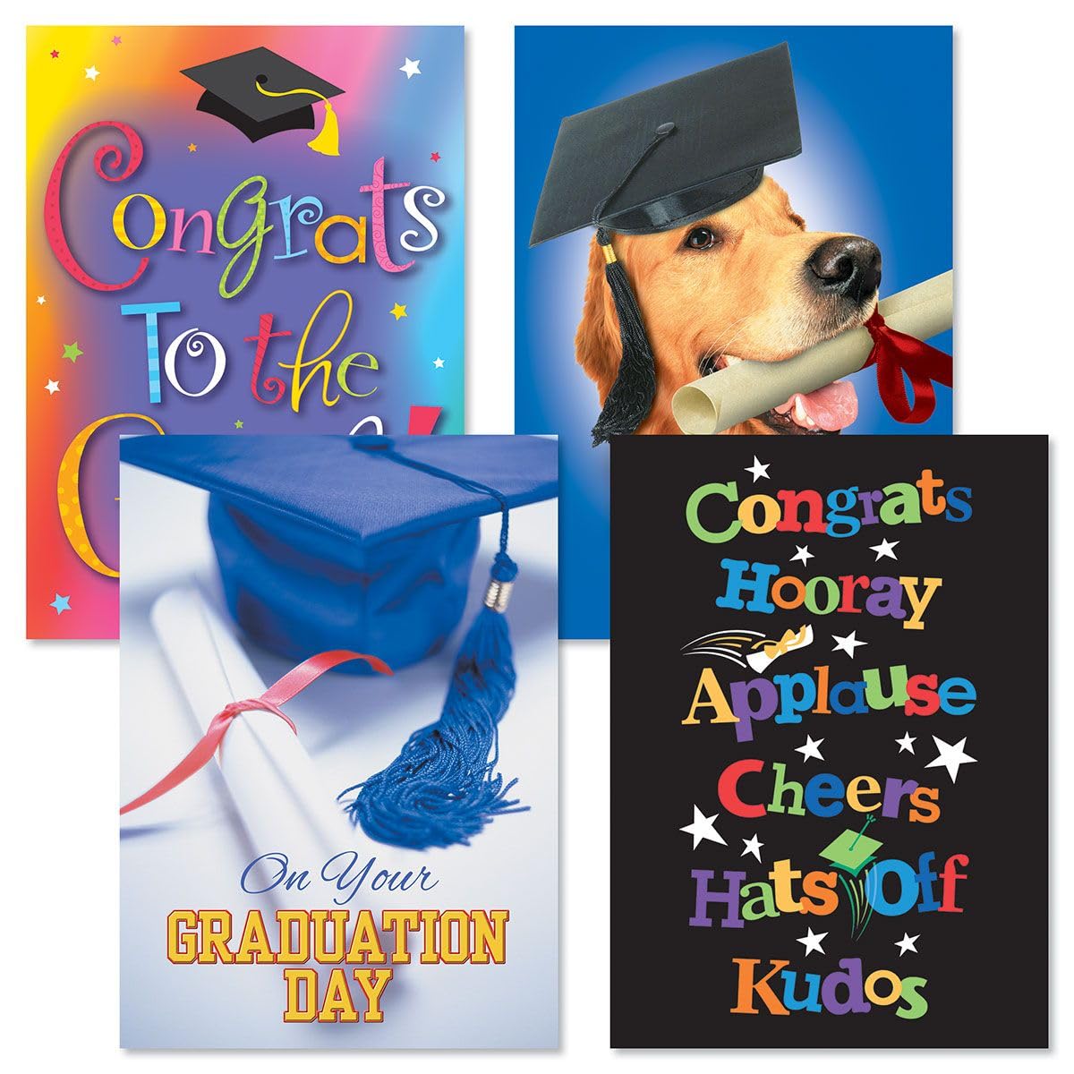 Current Congrats Grad Graduation Cards - Set of 8 (4 Designs), 5 x 7 Inches, Assorted Congratulations Greeting Cards Set, High School, College