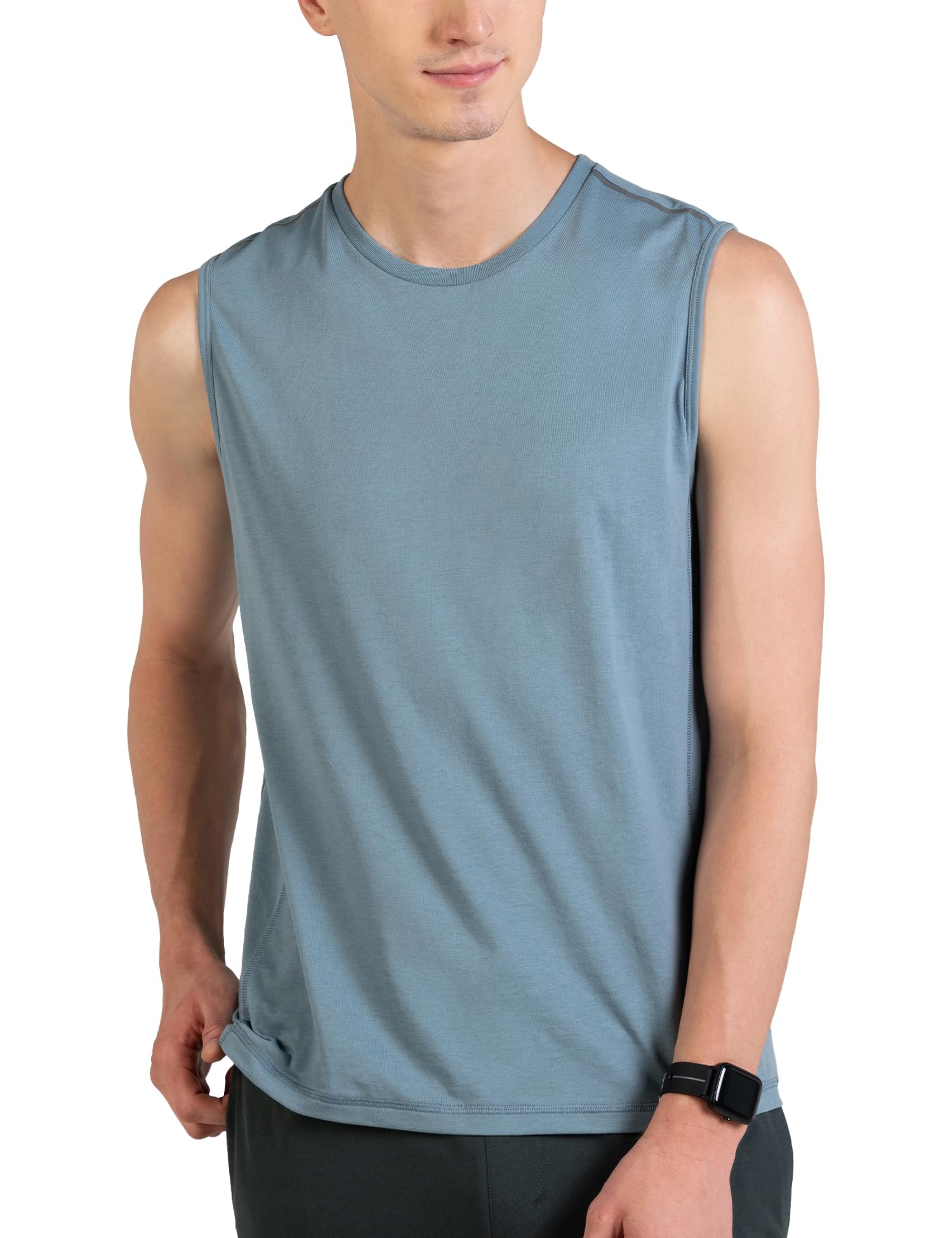 Men's Cotton Blend Regular Fit Breeeze Gym Vests Workout, Ultra-Lightweight Gym Sando, Anti-Fade Cotton Blend Tank Top, Quick-Dry Sleeveless Vest