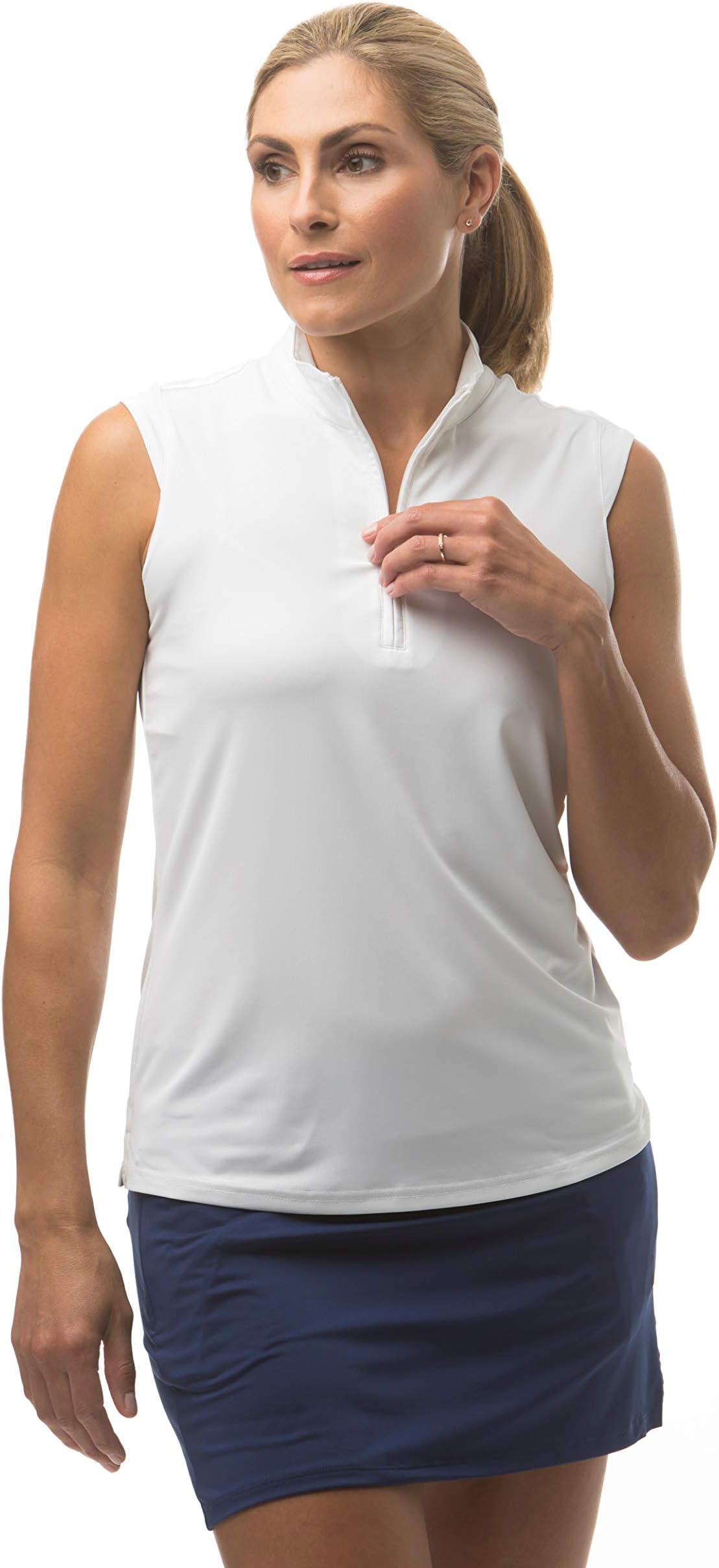 SanSoleil Sunglow Sleeveless Mock Neck Top